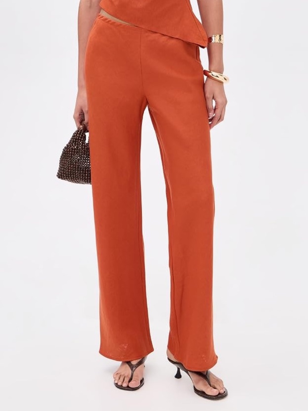 NWT Reformation gale linen chic Wide-Leg Pants. Fall color
